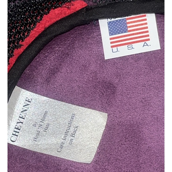 Western Cowboy Hat Red Purple Suede Beaded Band USA Medium EUC Vtg Head N Home - Picture 13 of 15